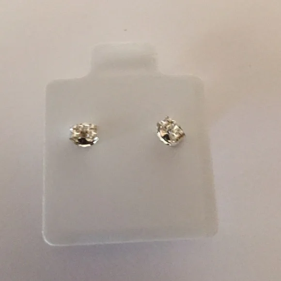 Sterling Silver Lavander Stud CZ Earrings - Picture 3 of 4